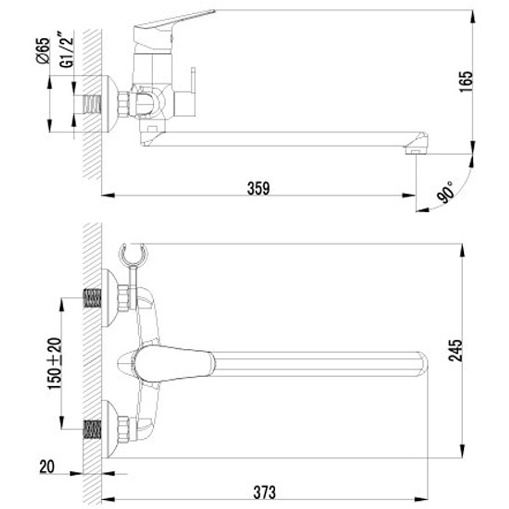 Lemark LM6551С смеситель для ванны универсальный с плоским изливом 300мм