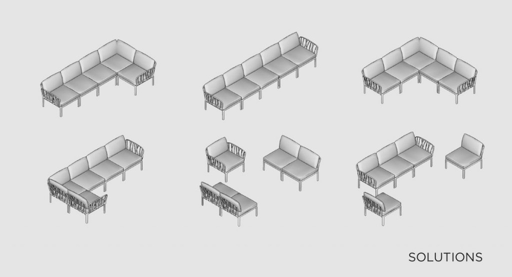 Диван пластиковый с подушками Nardi Komodo 5, тортора, панама