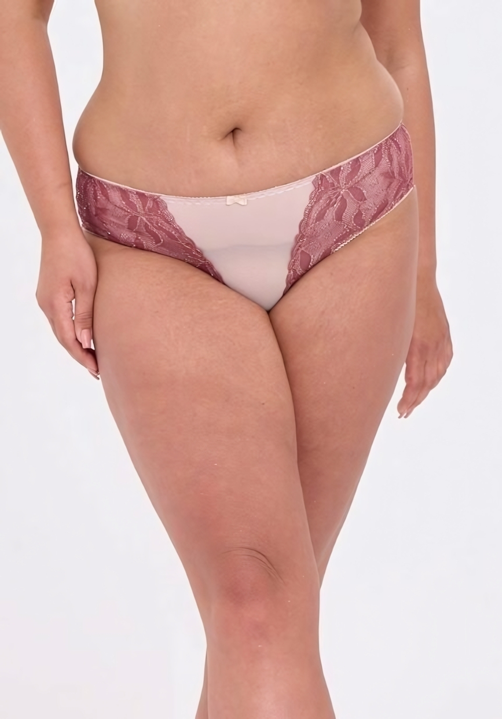 Трусики-слипы с завышенной линией талии из кружева с люрексом (Размер: XXL) (Цвет: светло-бордовый)
