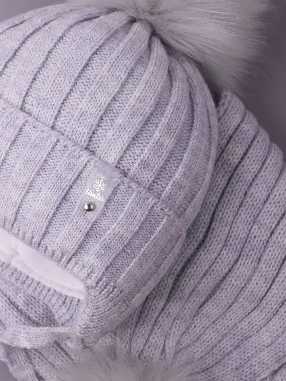 Шапка детская зимняя с помпоном и шарф