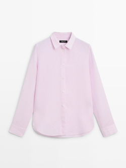 Massimo Dutti Рубашка из 100% льна, розовый