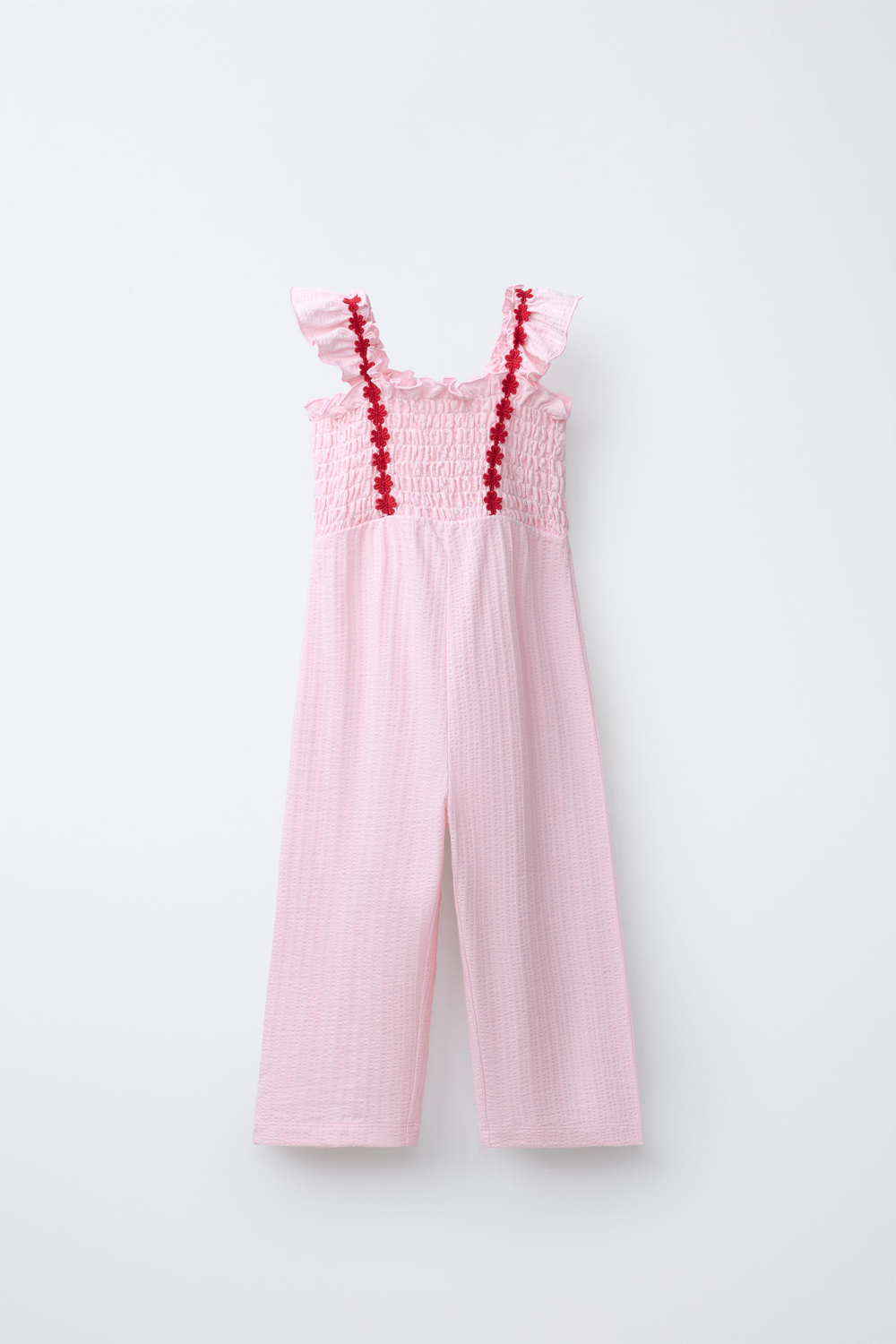 ZARA ДЛИННЫЙ КОМБИНЕЗОН С ЦВЕТОЧНЫМ УЗОРОМ, РОЗОВЫЙ