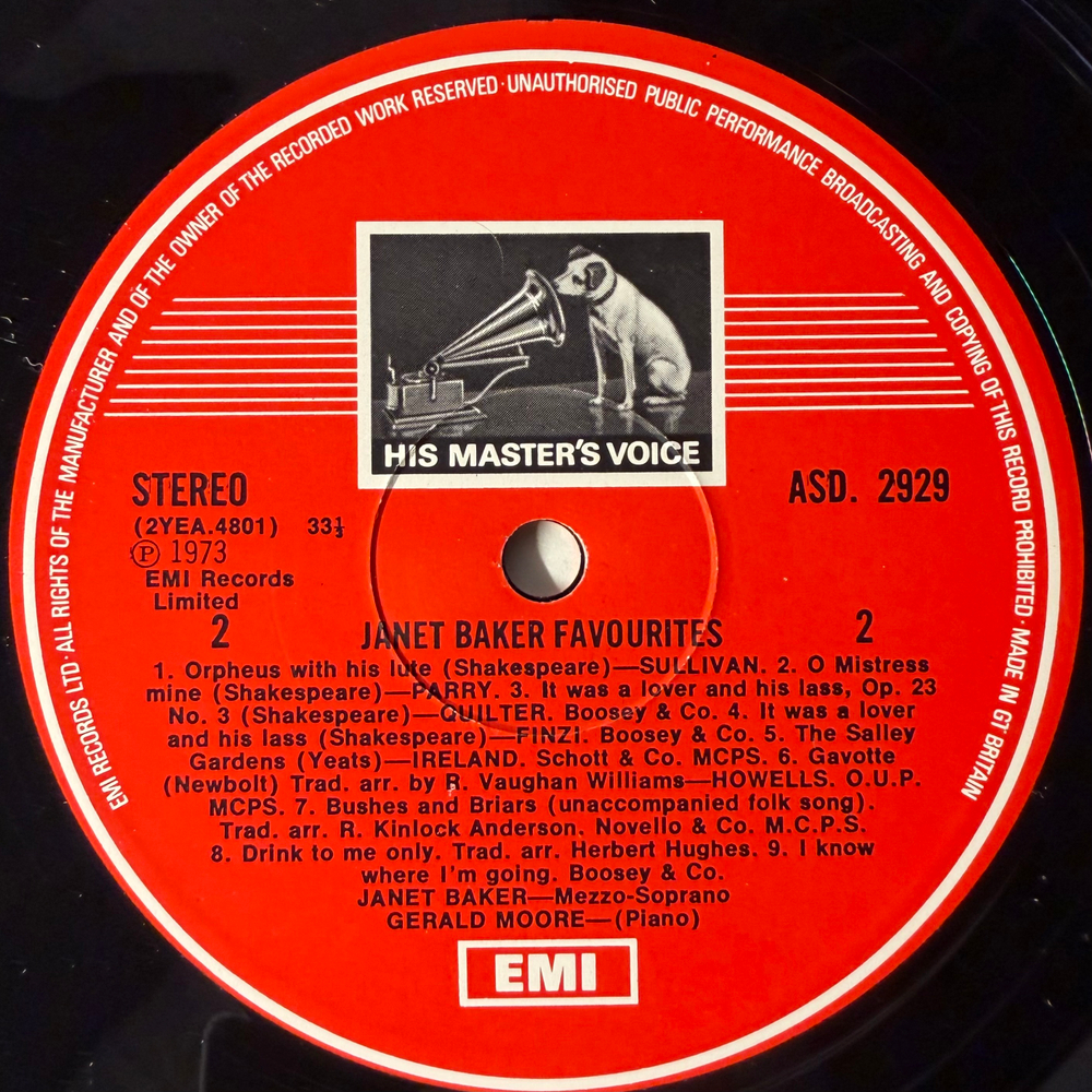 Janet Baker With Gerald Moore ‎– Janet Baker Favourites (Англия 1973г.) Promo