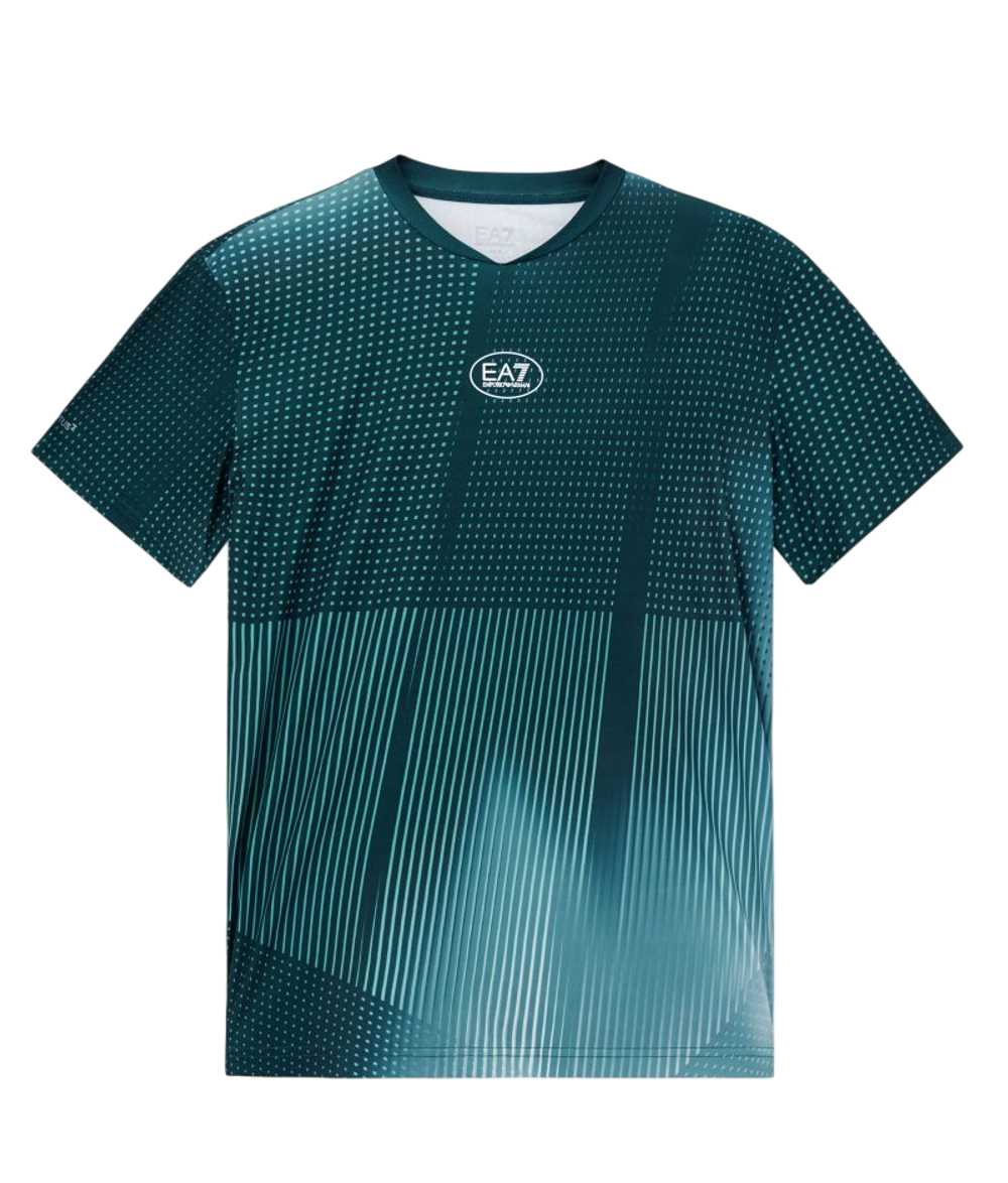 Теннисная футболка EA7 Tennis Pro Crew-Neck - green fancy