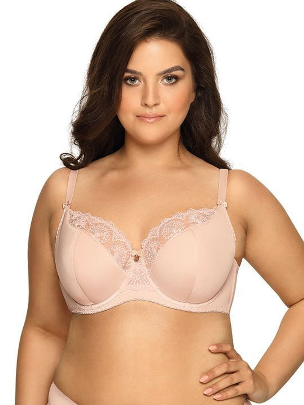 Бюстгальтер Freesia с сшивными чашками plus size и кружевом (Размер: 85I) (Цвет: телесный)
