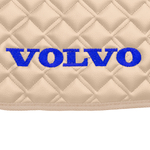 Ковры VOLVO FM до 2008 года (экокожа, бежевый, бежевый кант, синяя вышивка)