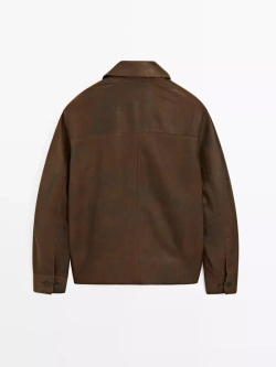 Massimo Dutti Замшевая куртка из овечьей кожи, коричневый