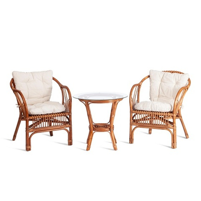 ТЕРРАСНЫЙ КОМПЛЕКТ " NEW BOGOTA " (2 кресла + стол) /с подушками/коричневый кокос