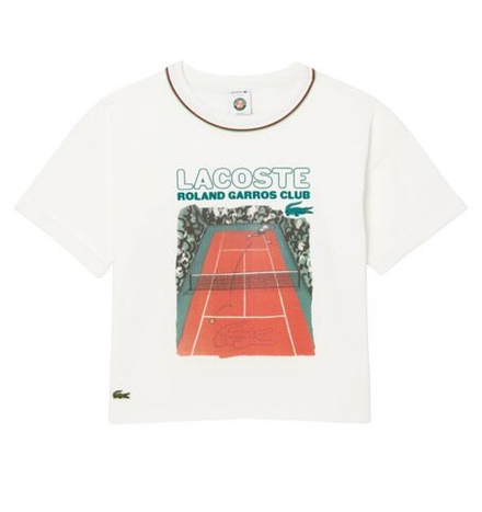 Женская теннисная футболка Lacoste Roland-Garros Edition Jersey - White