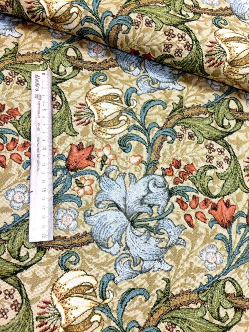 Гобеленовая ткань Лилии светлый фон 175 см