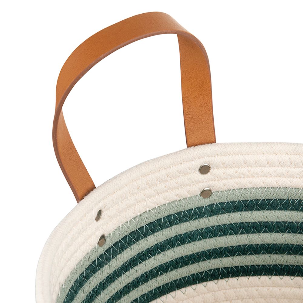 Корзина для хранения Helly Ø30х15 см, бежевая/зеленая