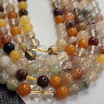 Кварц природный, микс тёплых оттенков шар 6-6.3мм, цена за нить 9.5см (1/4)