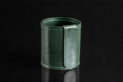 Стакан канцелярский Н10 LUXE из кожи Full Grain Green