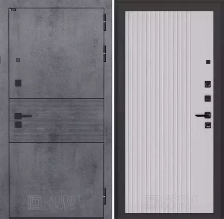 Входная металлическая дверь Лабиринт INFINITY (ИНФИНИТИ) Бетон темный / 29 Белый рельеф софт