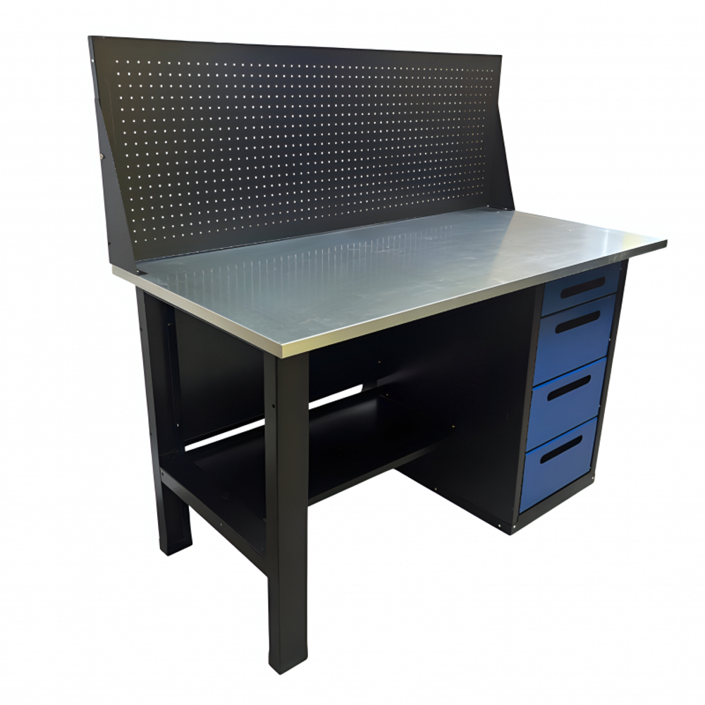 Верстак инструментальный GWT-V1400B1 Great Wolf, 4 ящика, с экраном, 1400x700