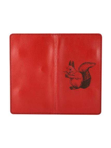 Фото функционального кошелька Белка из красной кожи, вид сзади.