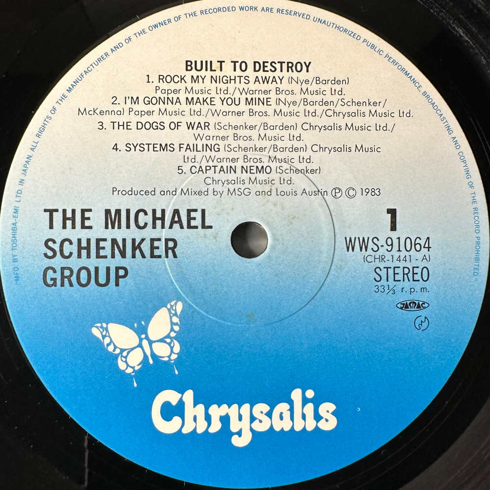 The Michael Schenker Group ‎– Built To Destroy (Япония 1983г.)