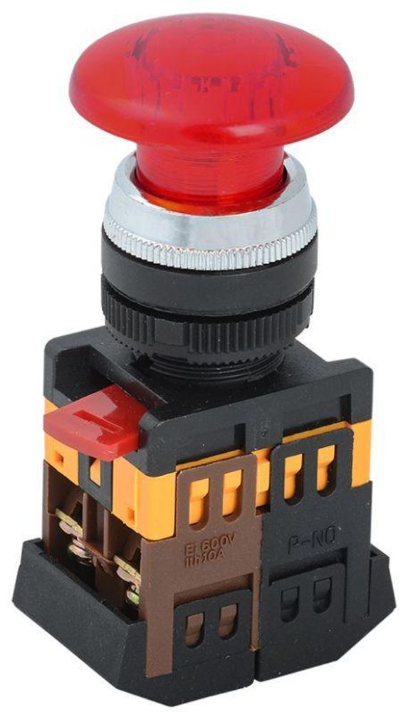 Кнопка &quot;Грибок&quot; AELA-22 d22мм 1з+1р 240В неон красн. IEK BBG20-AELA-K04