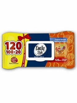 Салфетки влажные Эмили Стайл Тропические фрукты  100шт +20шт с крышкой /14