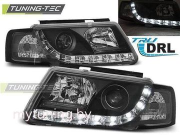 Передние фары VW Passat B5 tru drl black