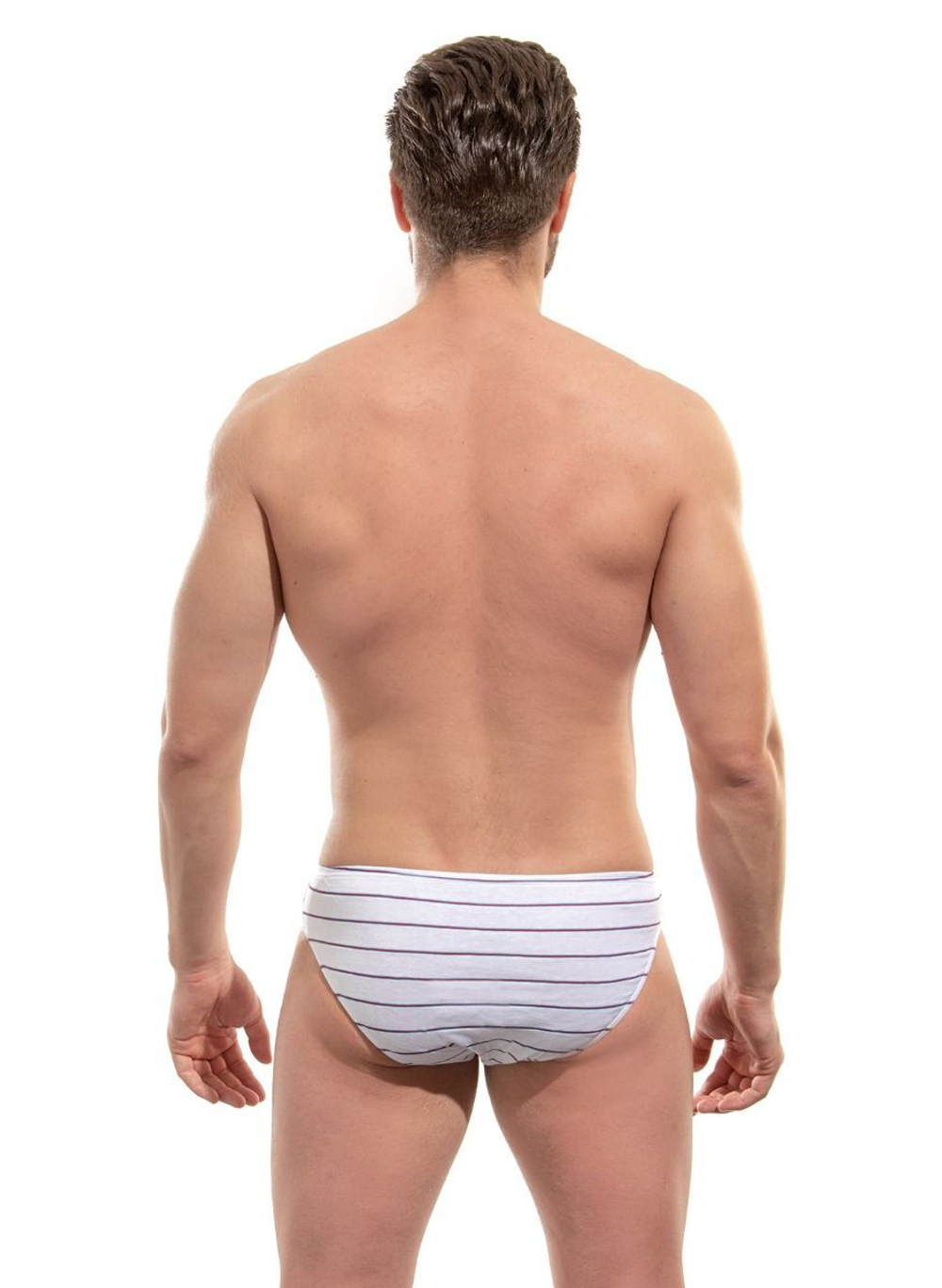 Набор из 3 мужских трусов-слип в полоску (Размер: XXL) (Цвет: белый с голубым)