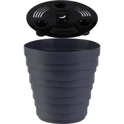 Кашпо для цветов пластиковое 3,5л d-19,7см «Бархан» Антрацит