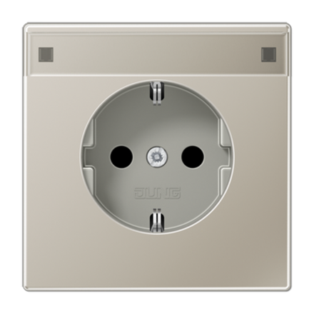 JUNG Штепсельная розетка SCHUKO 16A 250V~ с защитой от детей и полем для надписи благородная сталь, арт.ES1520KINA