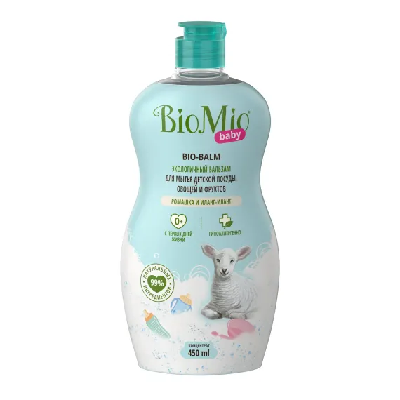 Бальзам для мытья посуды Bio Mio Ромашка и Иланг-иланг 0+ 450мл