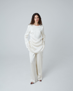 Брюки прямого кроя из вискозы Берберри молочный