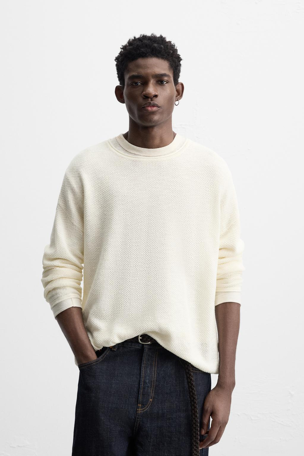 Свитер relaxed fit из рельефной ткани