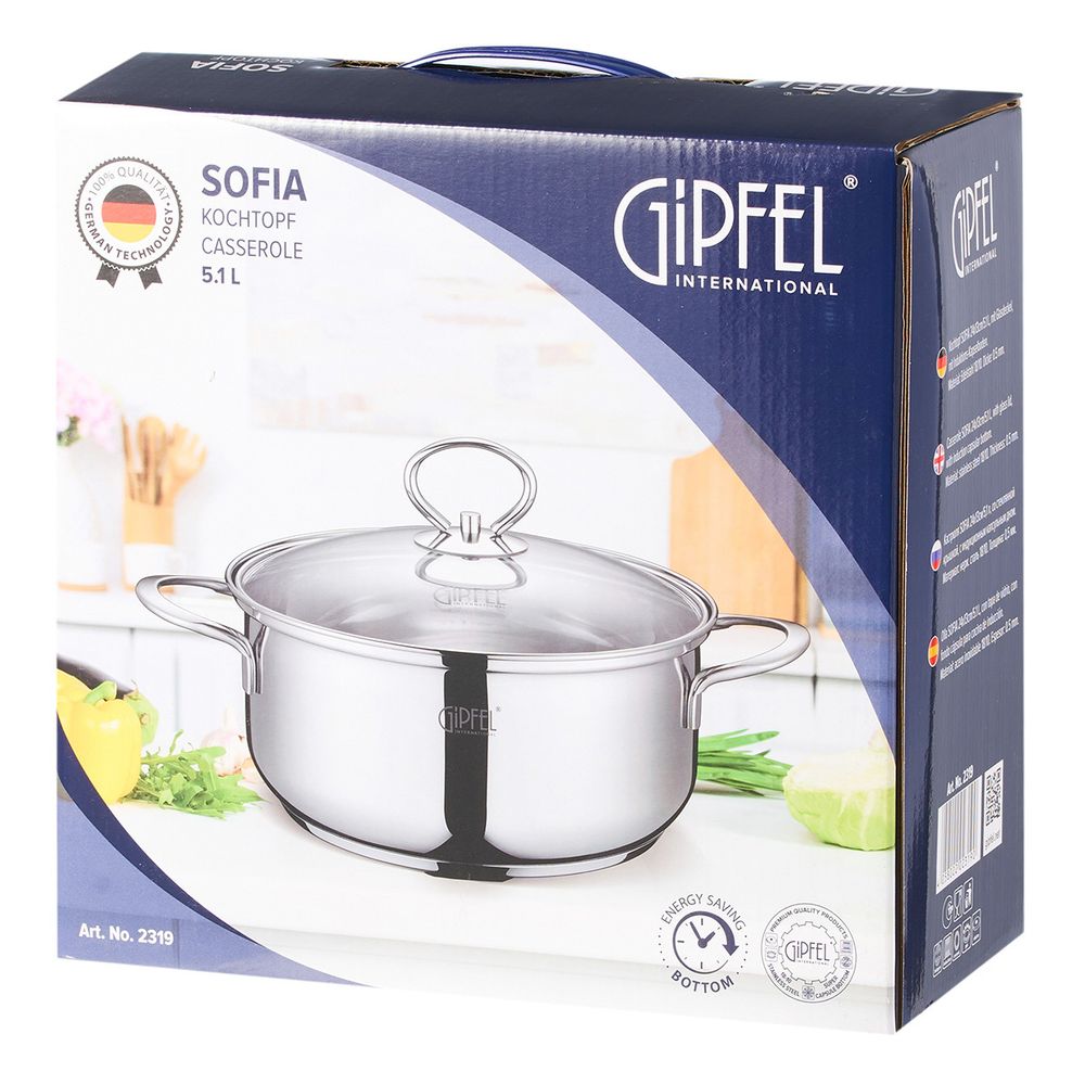 Кастрюля из нержавеющей стали Gipfel Sofia 2319 24 см/5,1 л