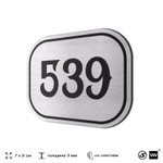 Номерок на дверь квартиры 539, для кабинета, офиса, шильдик 9 х 7 см, серебристый, Айдентика Технолоджи