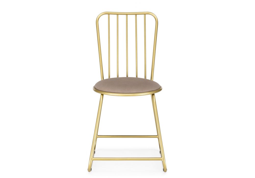 Стул на металлокаркасе Лирион бежевый велюр / золото