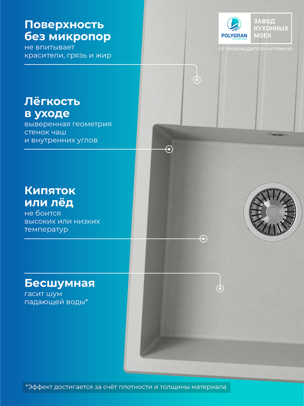 Мойка POLYGRAN DEKA-700 серый №14