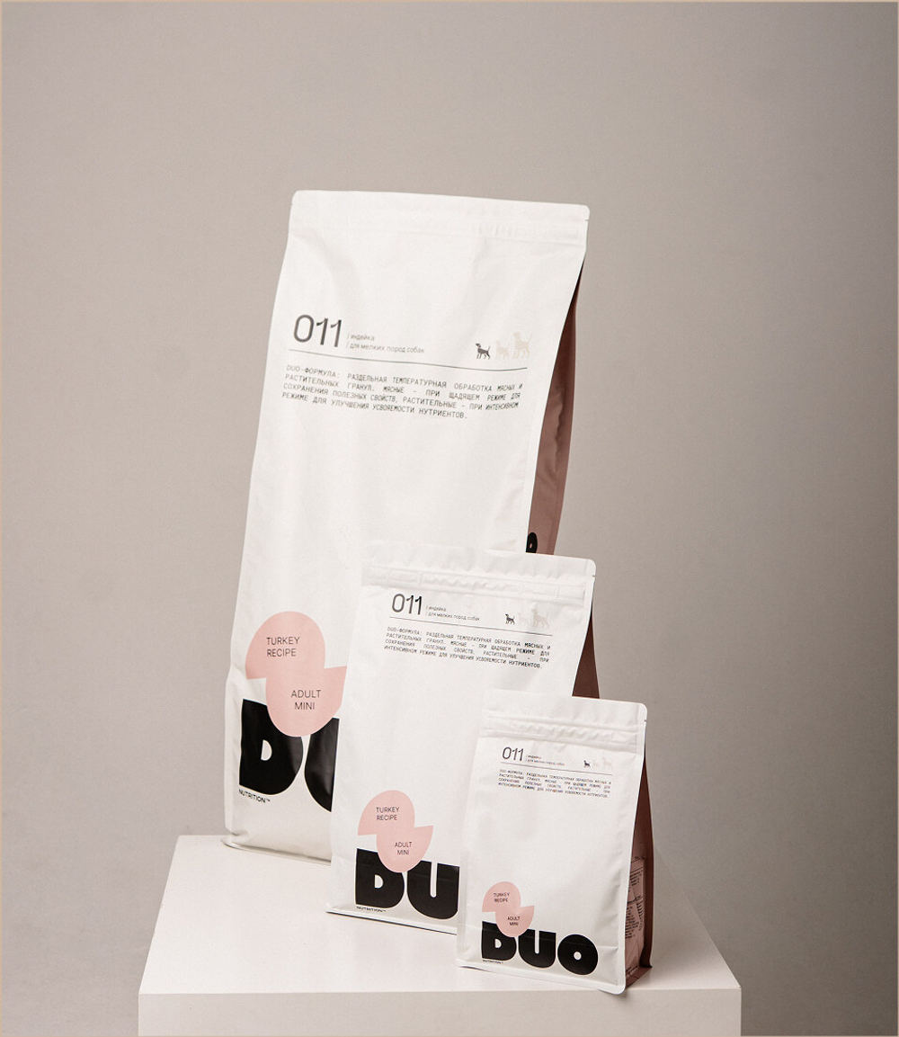 DUO NUTRITION Сухой полнорационный корм для взрослых собак мелких пород с индейкой и рисом