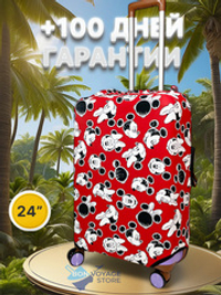 Чехол на чемодан 24", цвет красный/разноцветный, Микки