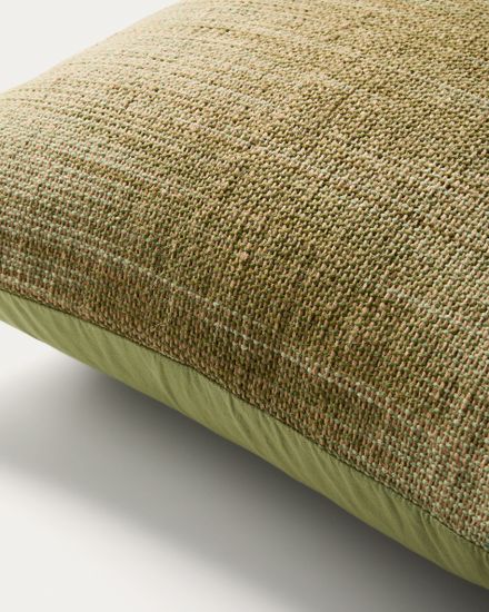 Чехол для напольной подушки Liroda из джута с зеленым узором икат, 70 x 70 см