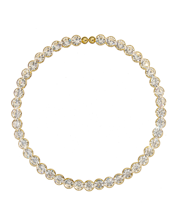 Колье чокер жесткая основа, крупные круглые камни, золото