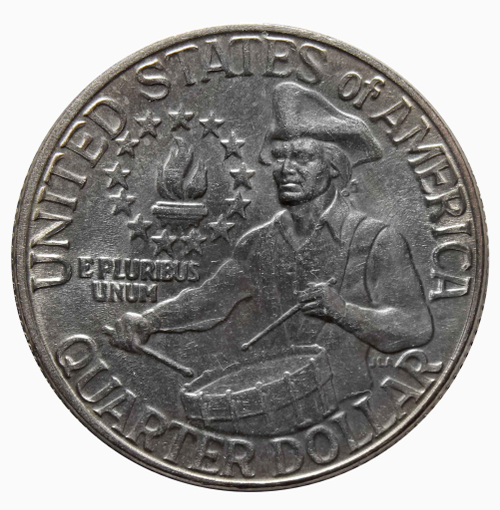 25 центов США. 200 лет независимости Америки. Барабанщик. 1976 год. UNC (Двор D)