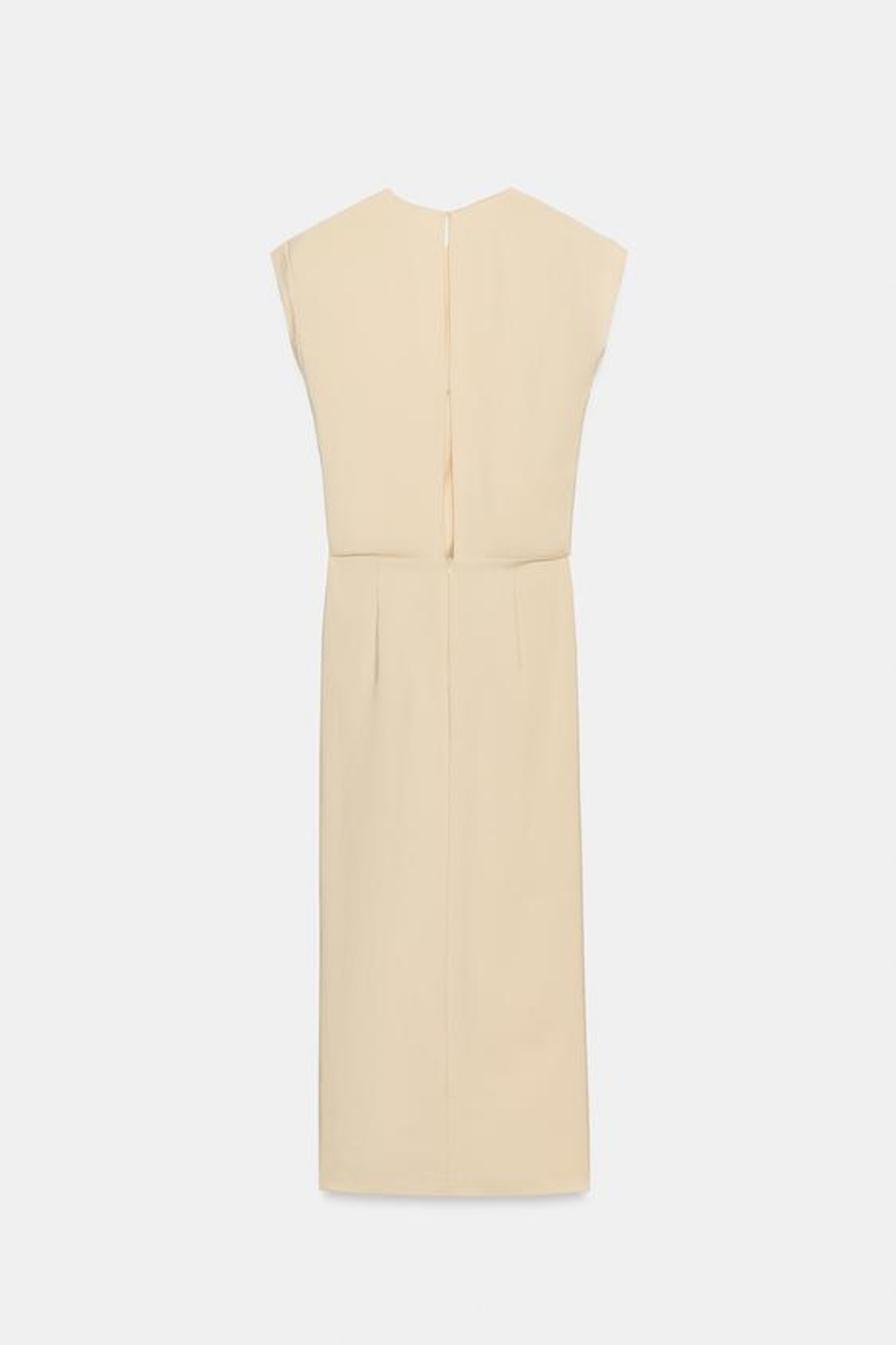 ZARA ПЛАТЬЕ МИДИ С ВОЛАНАМИ — ZW COLLECTION, ЦВЕТ СЛОНОВОЙ КОСТИ