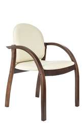 Стул Бюрократ ДЖУНО светло-бежевый эко.кожа на ножках дерево