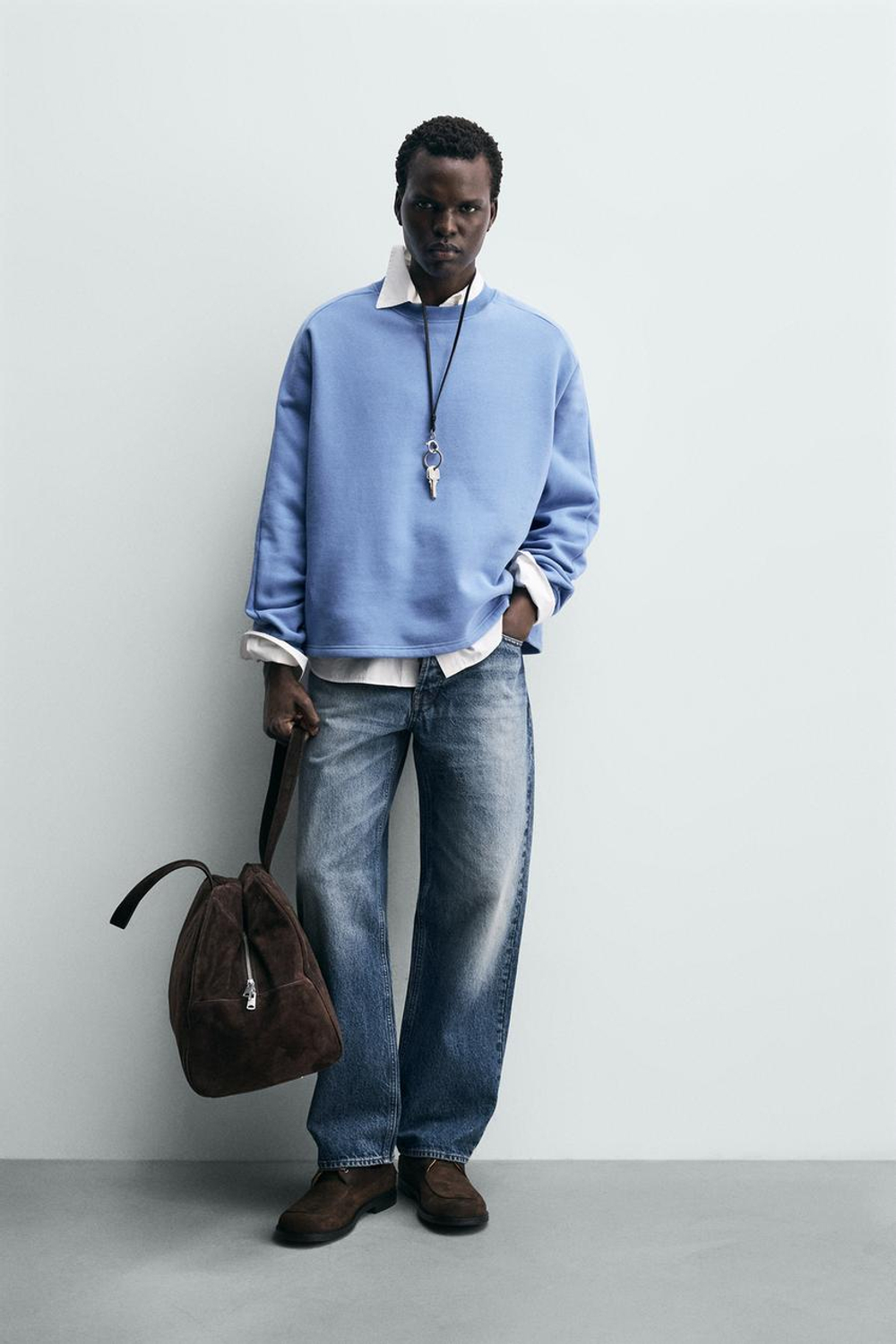 ZARA ТОЛСТОВКА RELAXED FIT, ЯРКО-СИНИЙ