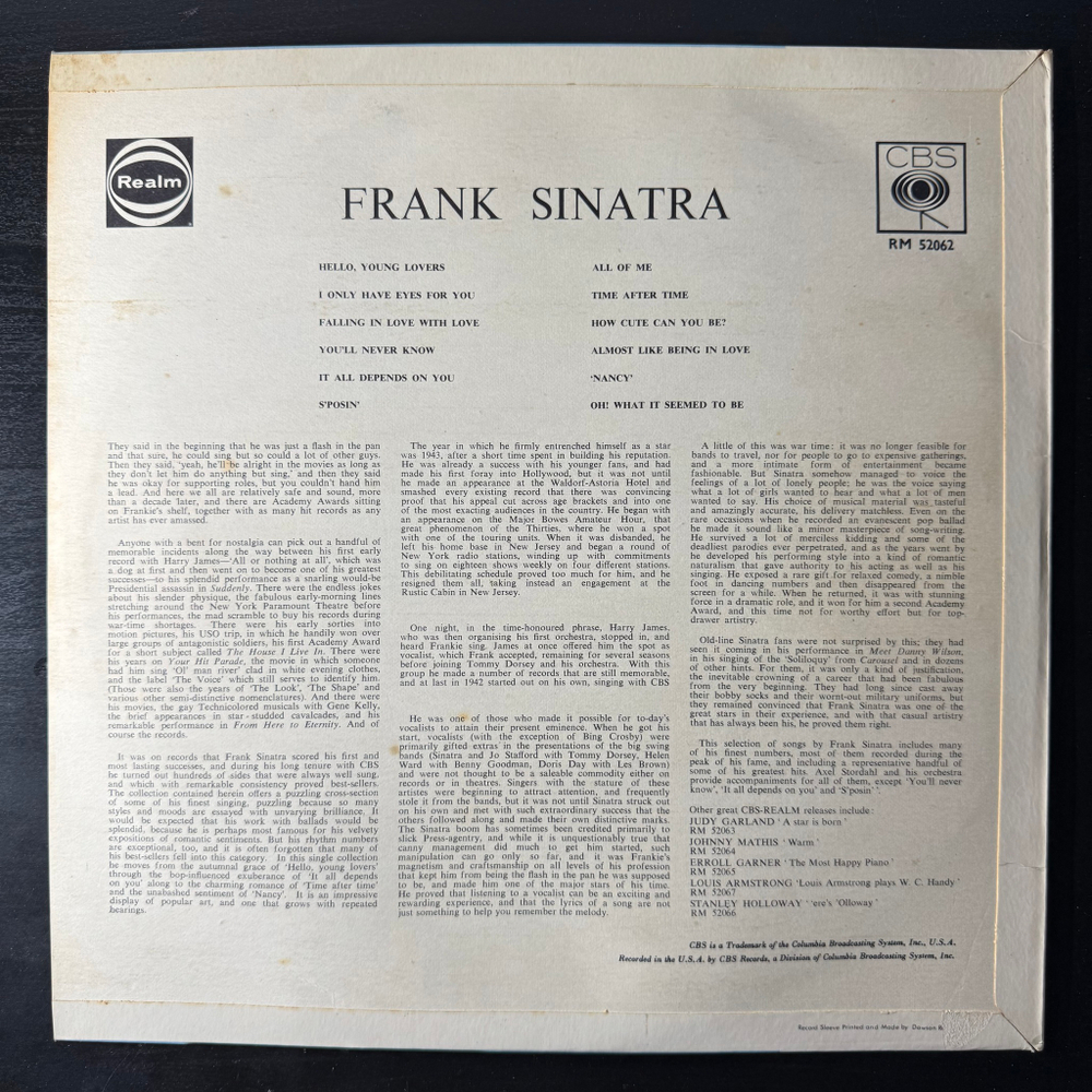 Frank Sinatra ‎– Frank Sinatra (Англия 1966г.)