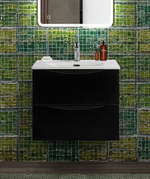 Тумба с раковиной подвесная BelBagno MARINO-CER-N-600-2C-SO-NL-P Nero Lucido, раковина белая BB-8099-60