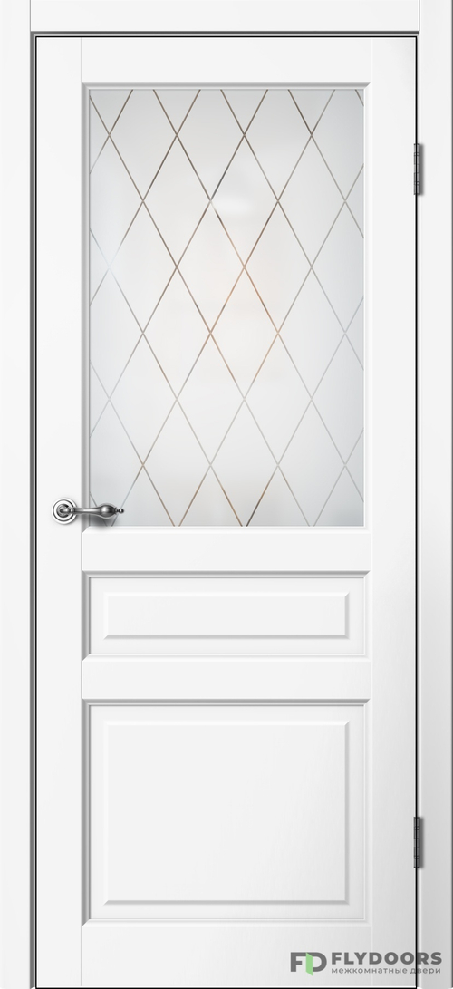Межкомнатная дверь Classic C03 ПО (Английская решётка) Белый эмалит