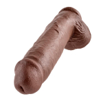 Коричневый гигантский фаллоимитатор-реалистик 29,5см с мошонкой на присоске PipeDream King Cock 11 with Balls Brown Dildo 5510-29