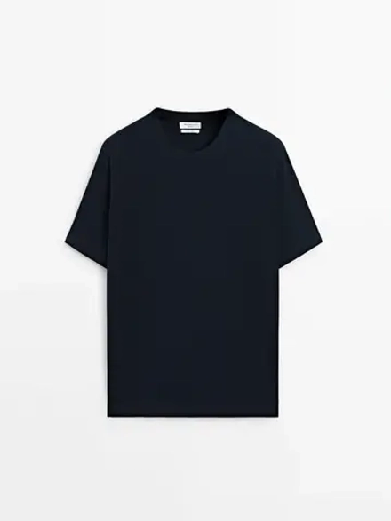 Massimo Dutti Трикотажная футболка с коротким рукавом - Studio, темно-синий