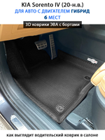 Автомобильные коврики ЭВА с бортами на 3 ряда для KIA Sorento IV (20-н.в.) гибрид, для 6-ти местного авто