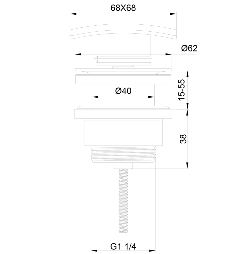 Донный клапан для раковины WONZON & WOGHAND, Брашированный никель (WW-88SS13-BN)