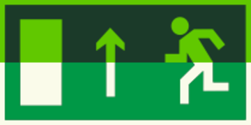 Е 112 "Направление к эвакуационному выходу прямо (левосторонний) "
